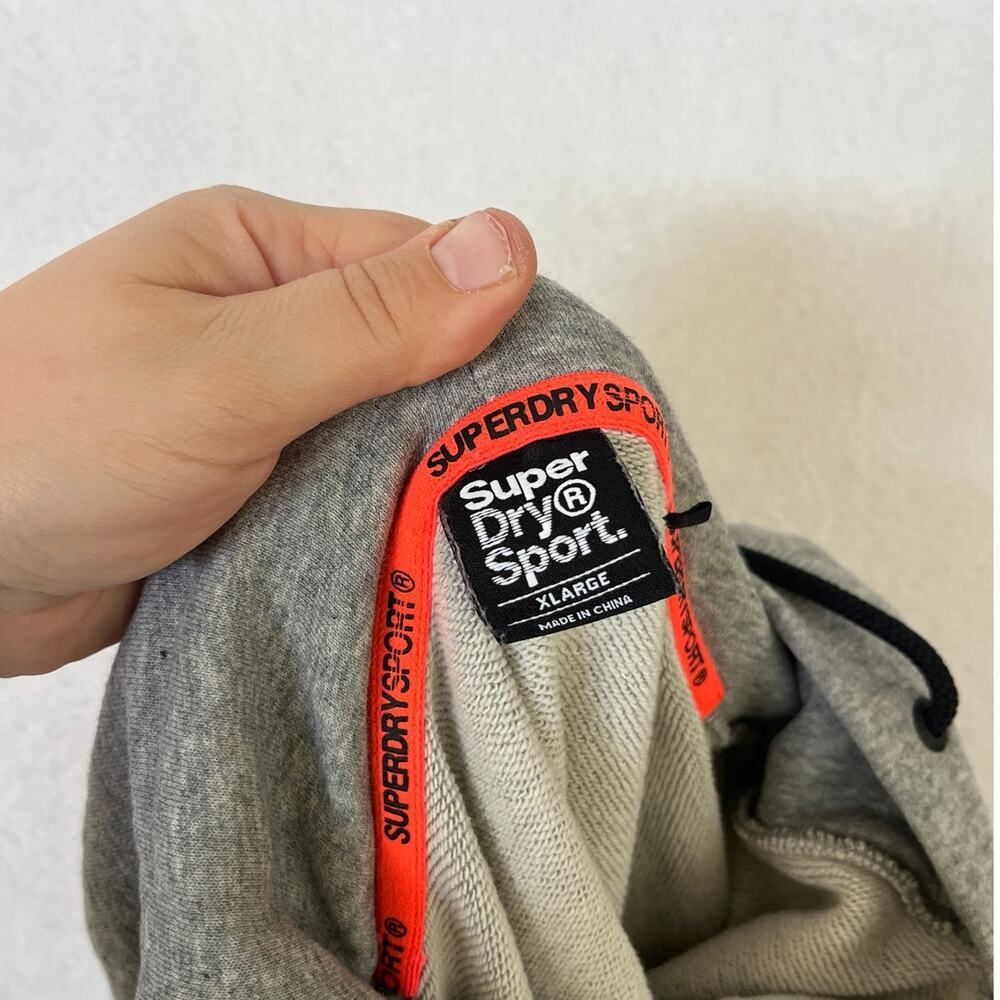 Superdry Sport Men's size XL French Terry Gray Athletic Hoodie Workout Casual - Picture 4 of 6